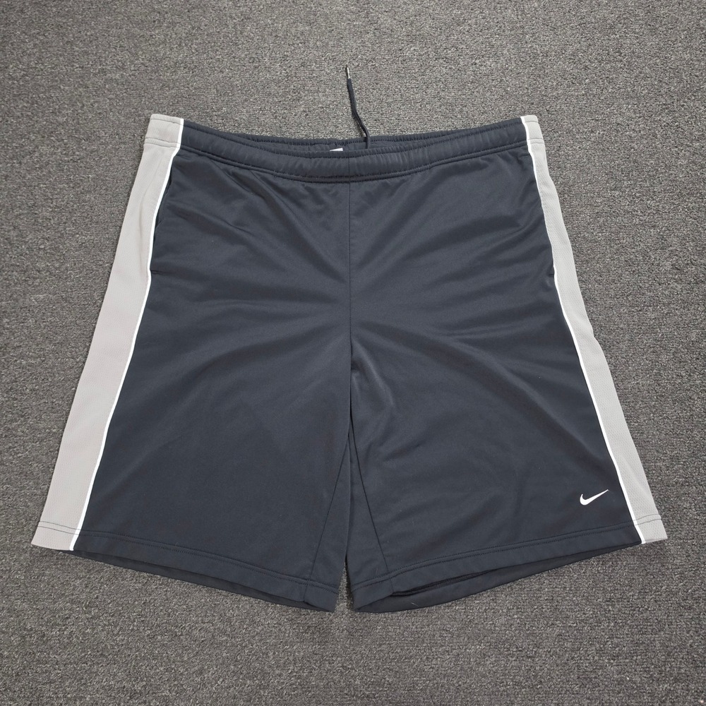Nike Athletic Shorts Mens 2XL Black Grey Side Stripe Training Gym Swoosh 3996